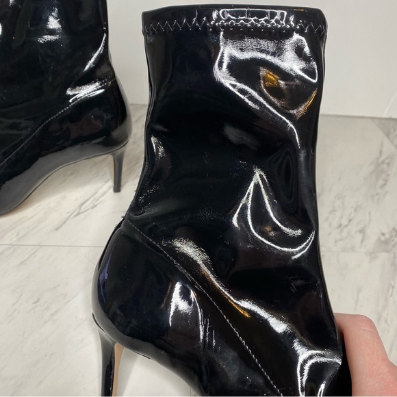 Schutz Pointy Toe Black Patent Heeled Bootie 6B - Picture 10 of 16